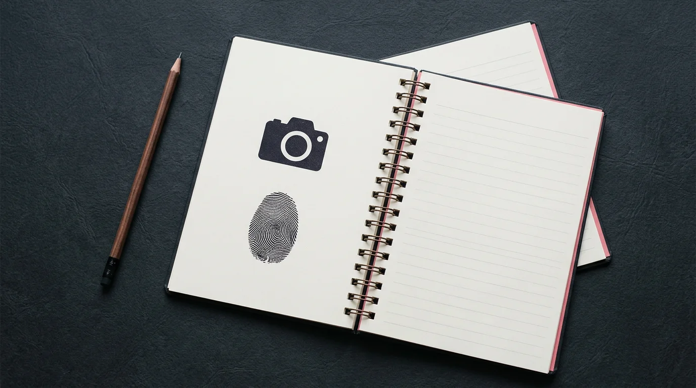 Notizblock und Fotosymbole für Zeugen und Spuren, blog-witness.webp, 1376×768 Pixel